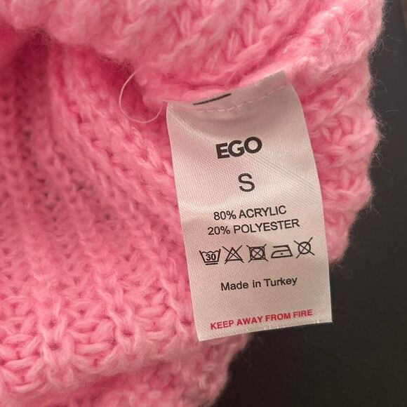 Ego Hot Pink Strapless Chunky Knit Top – Y2K Indie Cottagecore Small - Picture 5 of 5